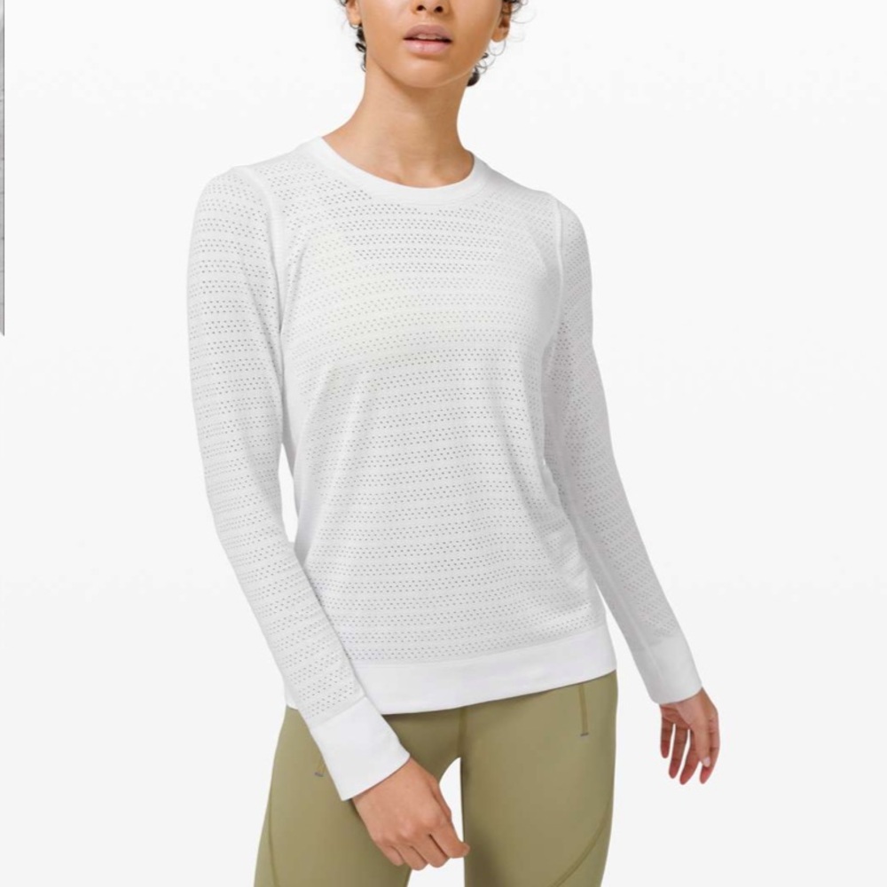 Lululemon Swiftly Breathe Long Sleeve Squad Shirt in White